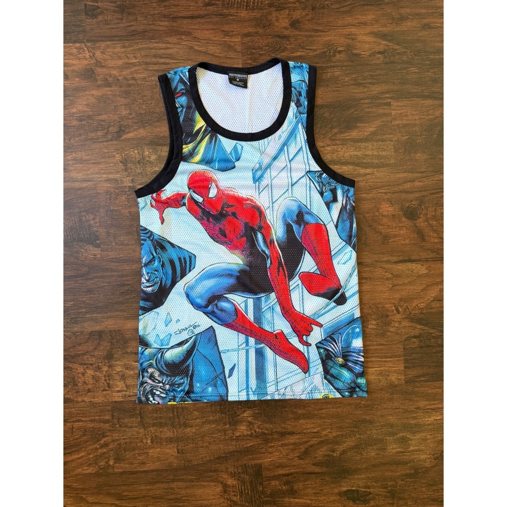 Spiderman Tank Top Victorious Los Angeles Comic Book Superhero Kids‎ XL Men's XS